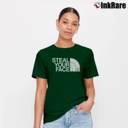 Women’s Grateful Dead Steal Your Face Jerry Garcia Northface Signature T-Shirt in forest green | Soft, Flattering Fit