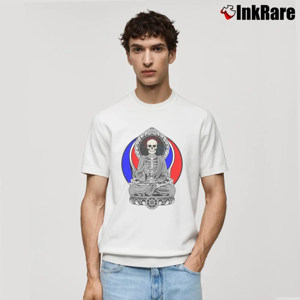 Men’s Grateful Dead Steal Your Face Skull And Roses Classic T-Shirt in white | Soft, Breathable Everyday Wear