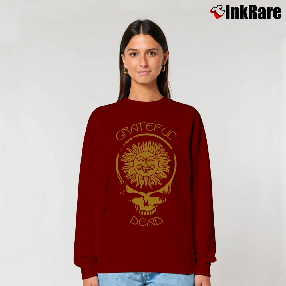Women’s Grateful Dead Steal Your Face Sun Graphic Relaxed Sweatshirt in maroon | Soft, Laid-Back Vibe