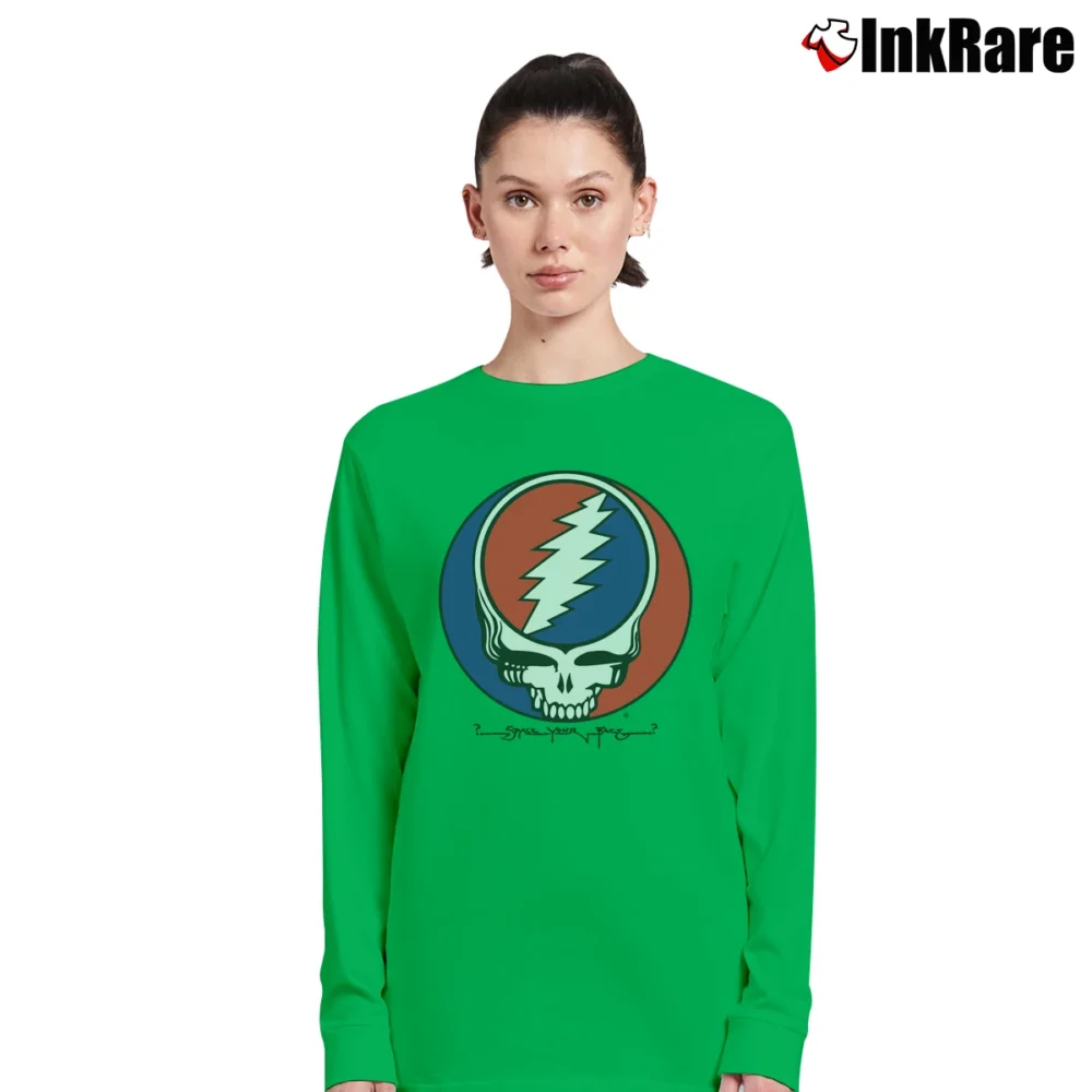 Women’s Grateful Dead Steal Your Face Vintage Rare for Rock Fans Long-Sleeve Top in irish green | Sleek, Versatile, All-Season