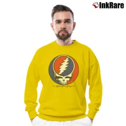 Men’s Grateful Dead Steal Your Face Vintage Rare for Rock Fans Crewneck Sweatshirt in yellow | Cozy Fabric, Clean Style
