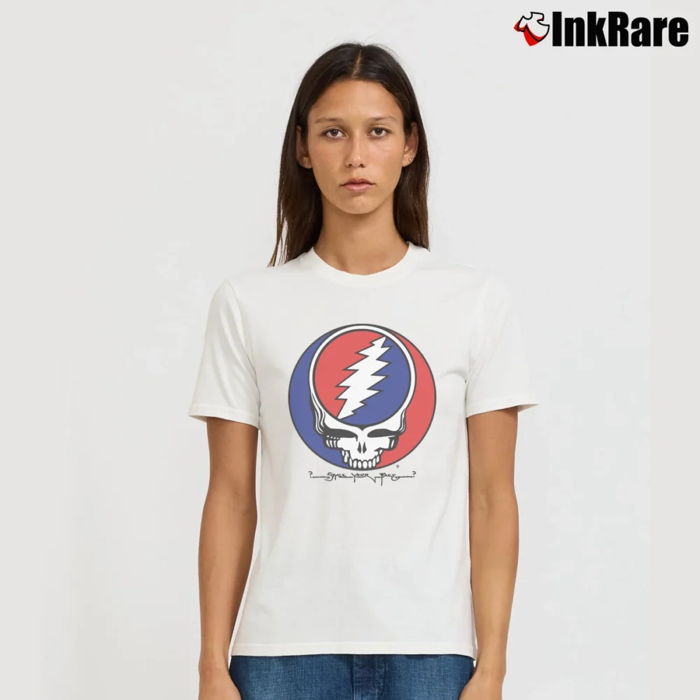 Women’s Grateful Dead Steal Your Face Vintage Rare for Rock Fans Signature T-Shirt in white | Soft, Flattering Fit