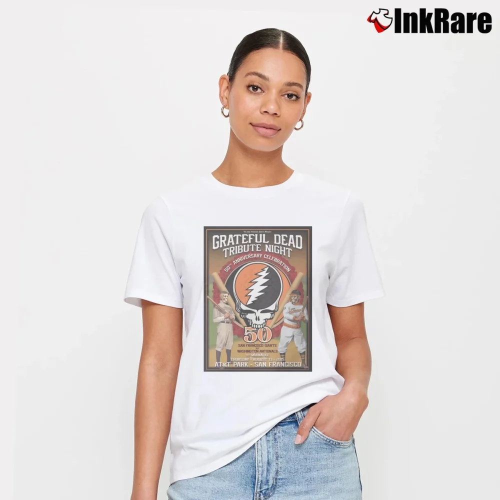 Women’s Grateful Dead Tribute Night San Francisco Giants Signature T-Shirt in white | Soft, Flattering Fit