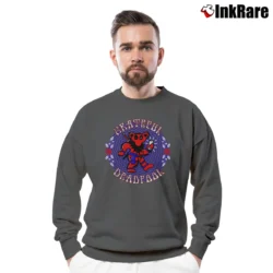 Men’s Grateful Deadpool Parody Crewneck Sweatshirt in charcoal | Cozy Fabric, Clean Style