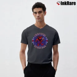 Men’s Grateful Deadpool Parody V-Neck Tee in charcoal | Sharp, Breathable, Everyday Staple
