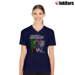 Women’s Great Dane Avengers Endgame Marvel Parody V-Neck Tee in navy | Chic Neckline, Soft Texture