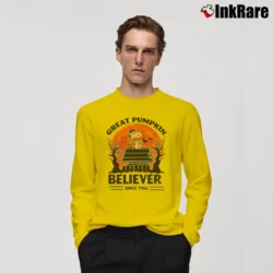 Men’s Great Pumpkin Believer Since 1966 Snoopy Halloween Long-Sleeve Shirt in yellow | Sleek, Lightweight, Year-Round Wear
