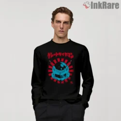 Great Saiyaman Neon Helmet Emblem Shirt on black long sleeve shirt for men graphic tee