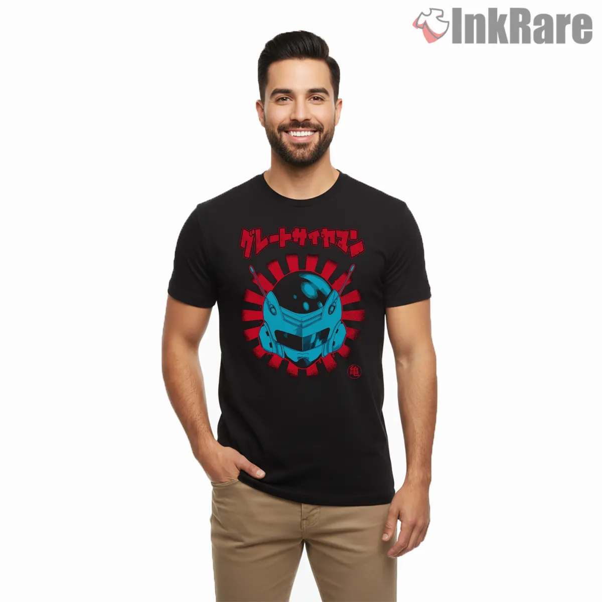 Great Saiyaman Neon Helmet Emblem Short Sleeve Black Great Saiyaman Neon Helmet Emblem Shirt on black short sleeve shirt for men graphic tee