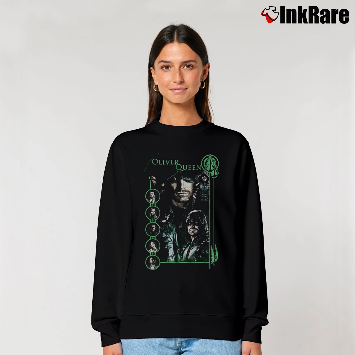 Women’s Green Arrow Oliver Queen Relaxed Sweatshirt in black | Soft, Laid-Back Vibe