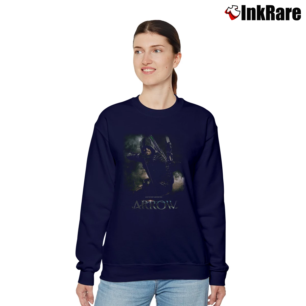 Women’s Green Arrow Tv Show Relaxed Sweatshirt in navy | Soft, Laid-Back Vibe