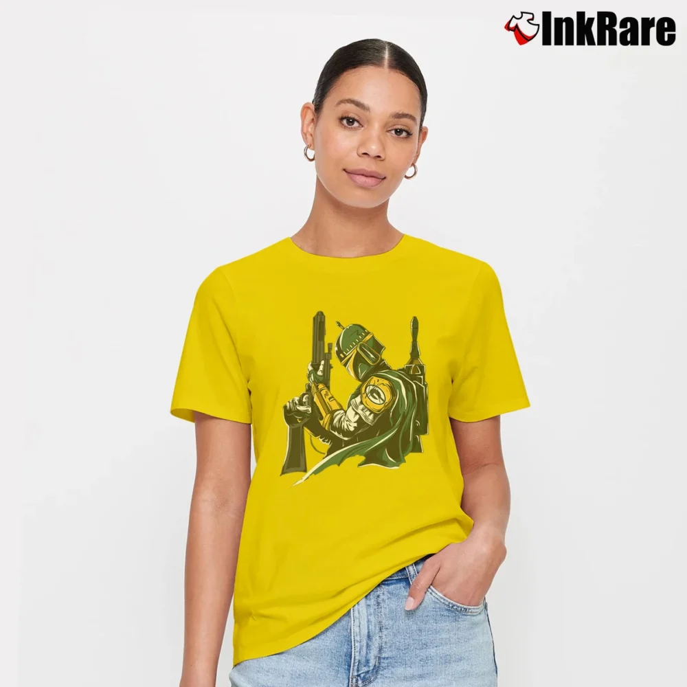 Women’s Green Bay Packers Boba Fett Star Wars Football Signature T-Shirt in yellow | Soft, Flattering Fit