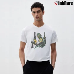 Men’s Green Bay Packers Boba Fett Star Wars Football V-Neck Tee in white | Sharp, Breathable, Everyday Staple