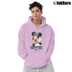 Men’s Green Bay Packers Football Mimi Mouse Walt Disney Pullover Hoodie in light pink | Cozy, Durable, Modern Fit