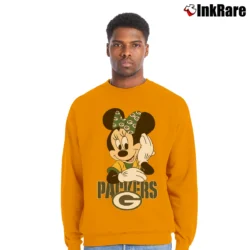 Men’s Green Bay Packers Football Mimi Mouse Walt Disney Crewneck Sweatshirt in orange | Cozy Fabric, Clean Style