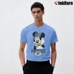 Men’s Green Bay Packers Football Mimi Mouse Walt Disney V-Neck Tee in light blue | Sharp, Breathable, Everyday Staple