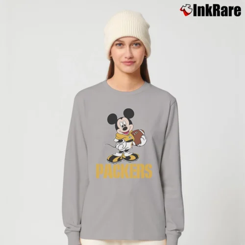 Green Bay Packers Mickey Mouse Super Bowl Fan Women’s Long-Sleeve Top in sport grey – Effortless Layer Women’s Green Bay Packers Mickey Mouse Super Bowl Fan Long-Sleeve Top in sport grey | Sleek, Versatile, All-Season