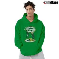 Men’s Green Bay Packers Rick And Morty Funny Football Pullover Hoodie in irish green | Cozy, Durable, Modern Fit