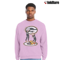 Men’s Green Bay Packers Rick And Morty Funny Football Crewneck Sweatshirt in light pink | Cozy Fabric, Clean Style