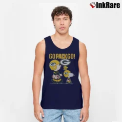 Men’s Green Bay Packers Snoopy Charlie Brown 80s 90s Tank Top in navy | Breathable, Active-Friendly Design