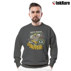 Men’s Green Bay Packers Taz Looney Tunes NFL Crewneck Sweatshirt in charcoal | Cozy Fabric, Clean Style