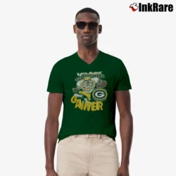 Men’s Green Bay Packers Taz Looney Tunes NFL V-Neck Tee in forest green | Sharp, Breathable, Everyday Staple