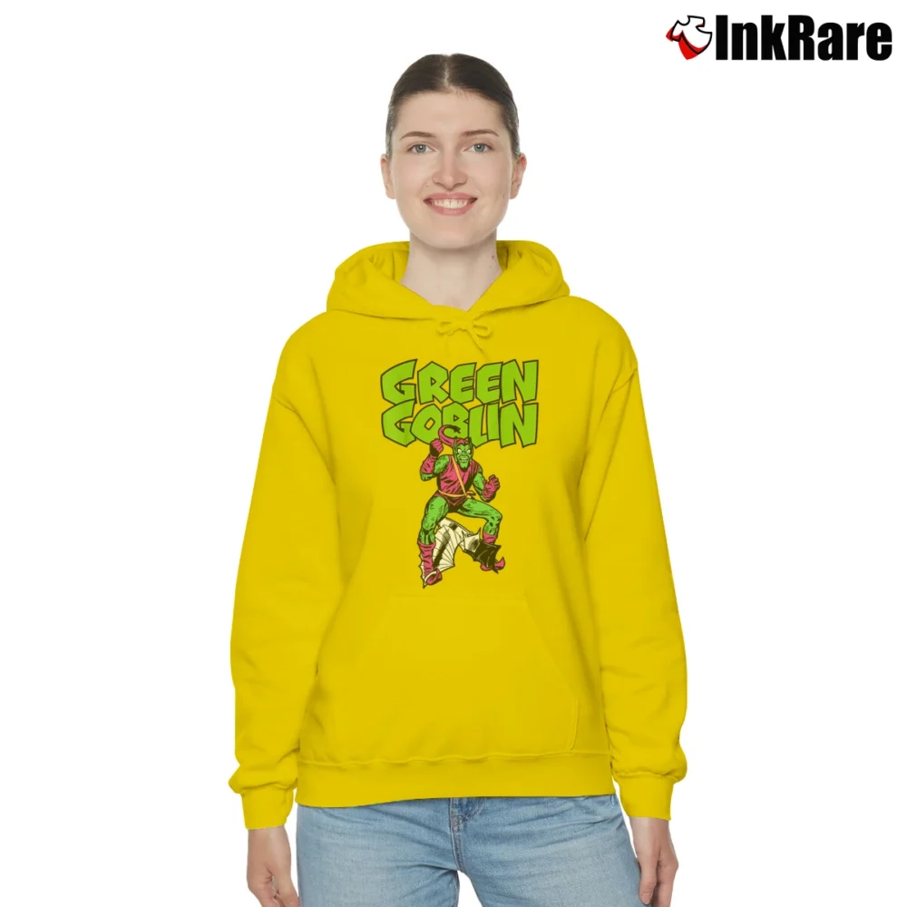 Women’s Green Goblin Glider Marvel Comic Cozy Hoodie in yellow | Warm, Structured, Stylish