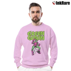 Men’s Green Goblin Glider Marvel Comic Crewneck Sweatshirt in light pink | Cozy Fabric, Clean Style