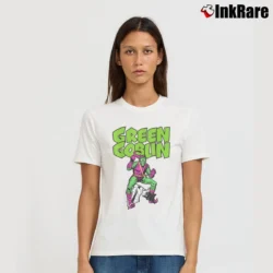 Women’s Green Goblin Glider Marvel Comic Signature T-Shirt in white | Soft, Flattering Fit