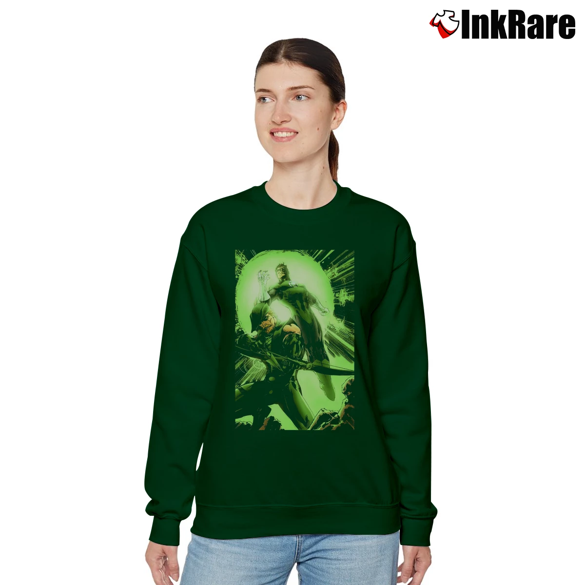 Women’s Green Lantern Green Arrow Relaxed Sweatshirt in forest green | Soft, Laid-Back Vibe
