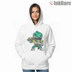 Green Ranger Chibi Dragon Warrior Shirt on white hoodie for women graphic tee