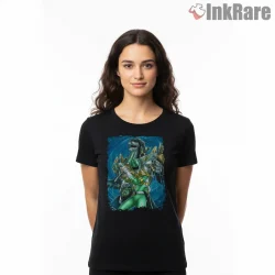 Green Ranger Dragonzord Ocean Battle Shirt on black short sleeve shirt for women graphic tee