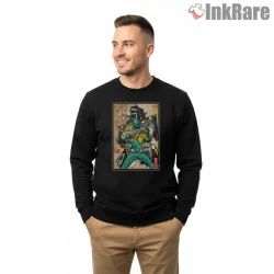 Green Ranger Japanese Woodblock Warrior Shirt on graphic shirt for men graphic tee