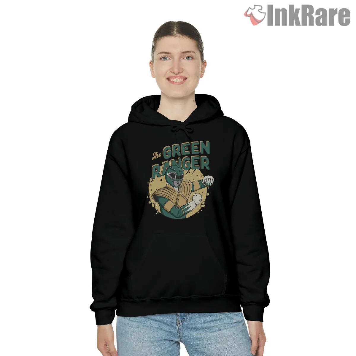 Green Ranger Tommy Oliver Vintage Hero Hoodie Black Green Ranger Tommy Oliver Vintage Hero Shirt on black hoodie for women graphic tee