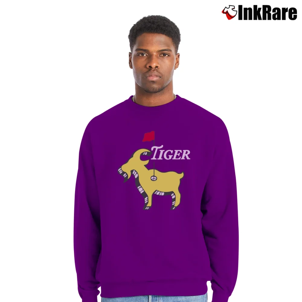 Men’s Green Tiger Masters Champion GOAT Crewneck Sweatshirt in purple | Cozy Fabric, Clean Style