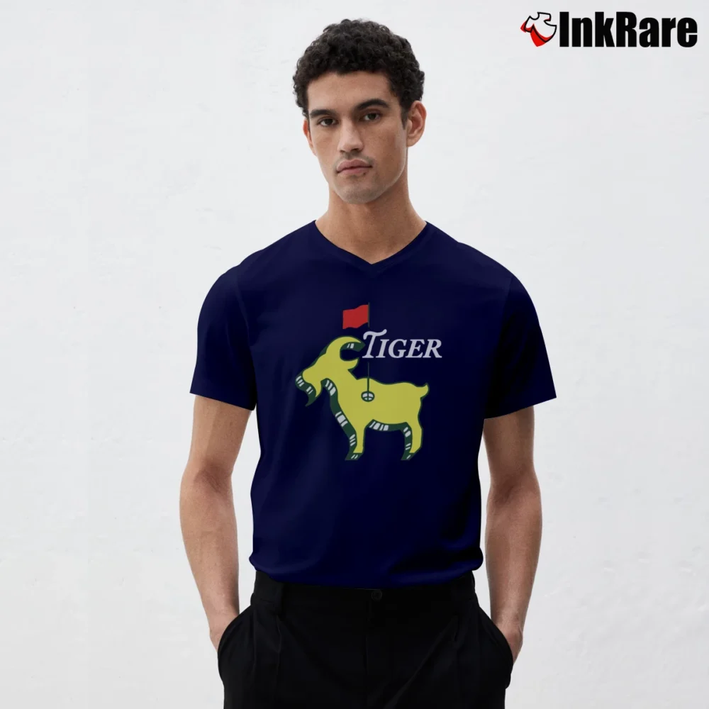 Men’s Green Tiger The Masters Champion GOAT Classic V-Neck Tee in navy | Sharp, Breathable, Everyday Staple