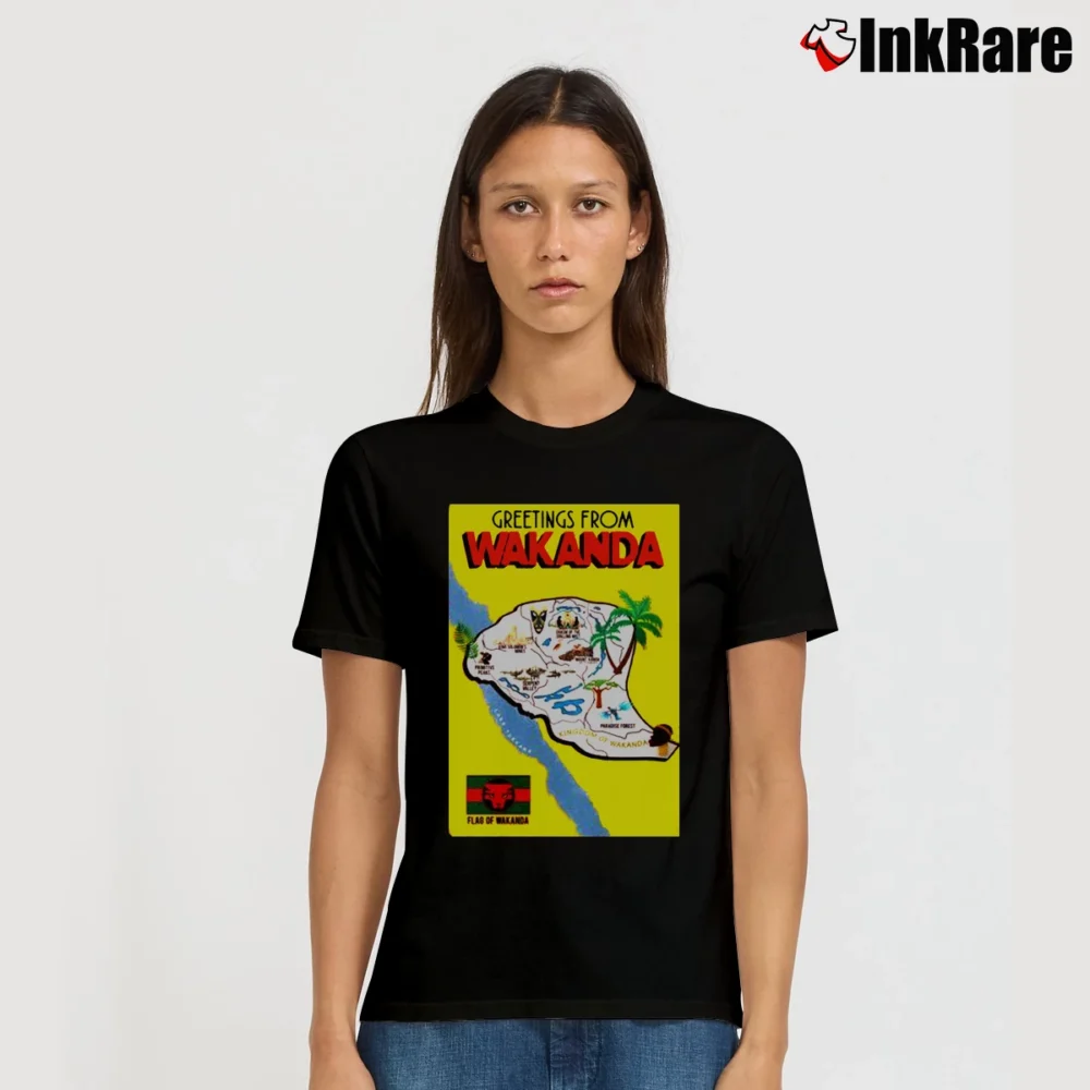 Women’s Greetings From Wakanda T-Shirt in black | Soft, Flattering Fit
