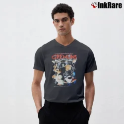 Men’s Gremlins Homage Retro Graphic V-Neck Tee in charcoal | Sharp, Breathable, Everyday Staple