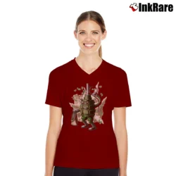 Women’s Grenade Robber Streetwear V-Neck Tee in maroon | Chic Neckline, Soft Texture