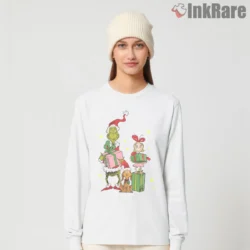 Grinch And Cindy Lou Funny Christmas Movie Lover Shirt on white long sleeve shirt for women graphic tee