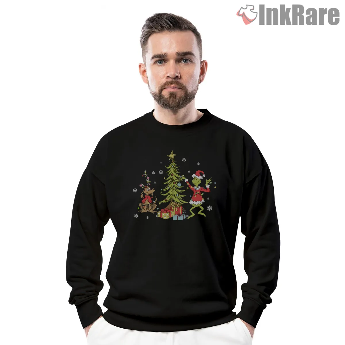 Grinch And Max Decorating Christmas Tree Shirt on graphic shirt for men graphic tee