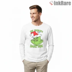 Grinch Dark Naughty Side Christmas Humor Shirt on white long sleeve shirt for men graphic tee