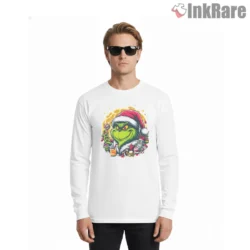Grinch Ice Cream Holiday Treat Shirt on white long sleeve shirt for men graphic tee