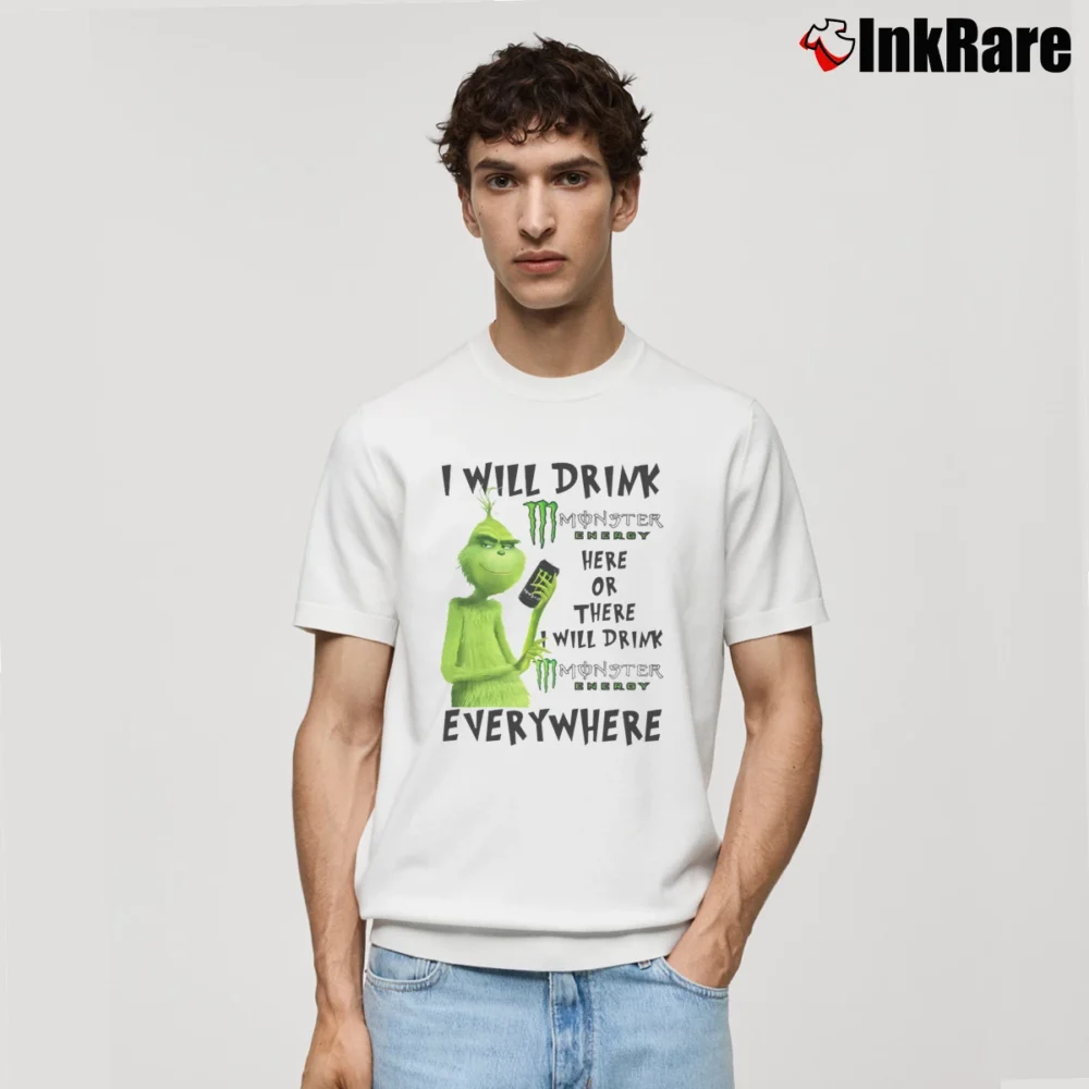 Men’s Grinch Monster Energy Funny Christmas Classic T-Shirt in white | Soft, Breathable Everyday Wear