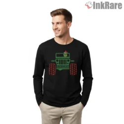 Grinch Off Road Christmas Jeep Shirt on black long sleeve shirt for men graphic tee