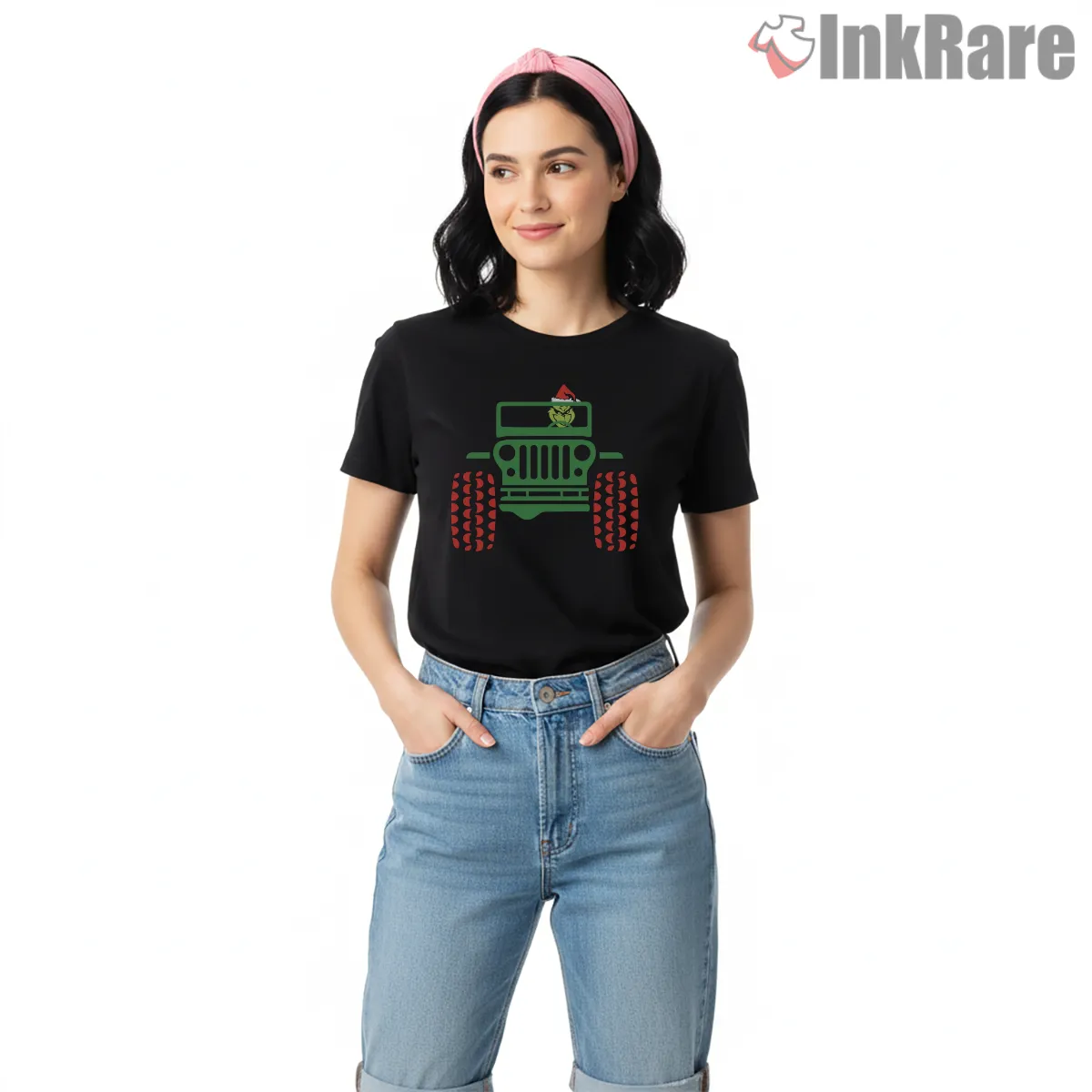 Grinch Off Road Christmas Jeep Short Sleeve Black Grinch Off Road Christmas Jeep Shirt on black short sleeve shirt for women graphic tee