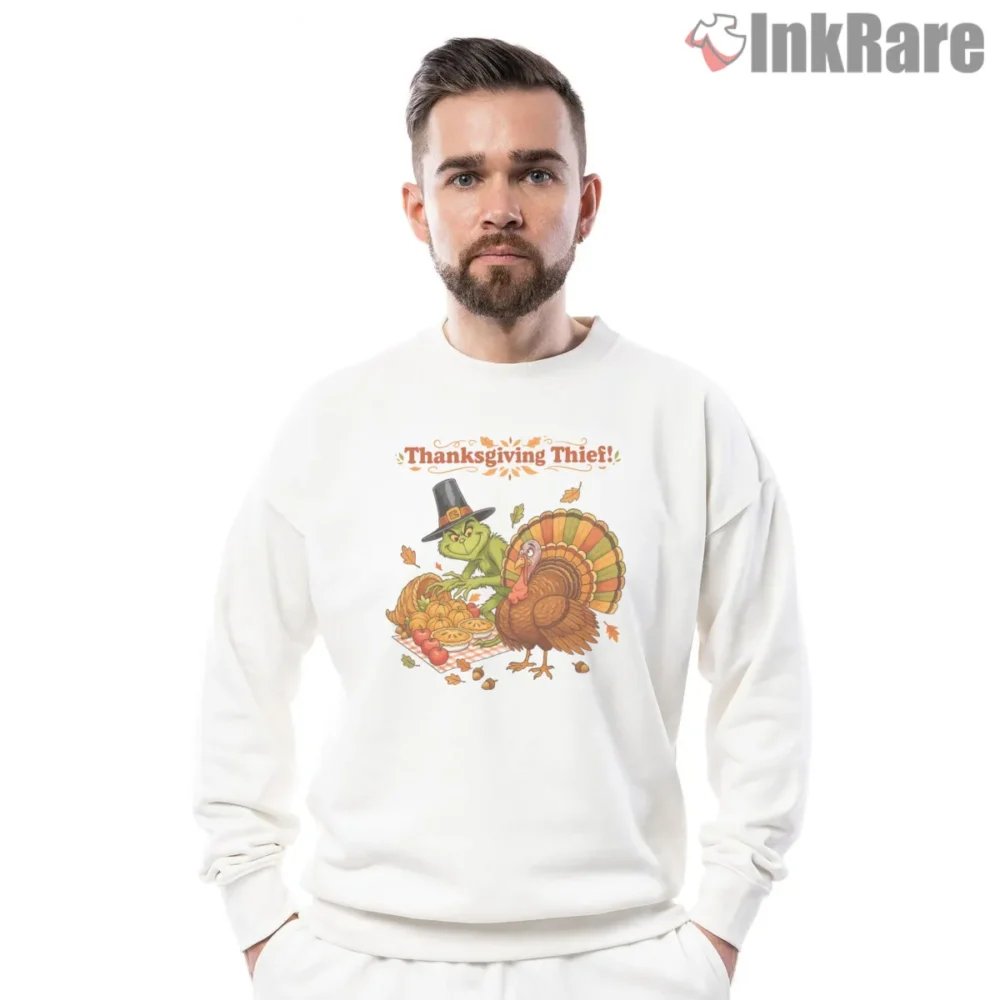 Grinch Thanksgiving Turkey Day Thief Shirt on graphic shirt for men graphic tee