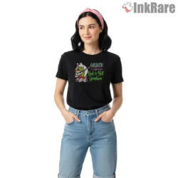 Grinch Vibes Rock And Roll Christmas Shirt on black short sleeve shirt for women graphic tee
