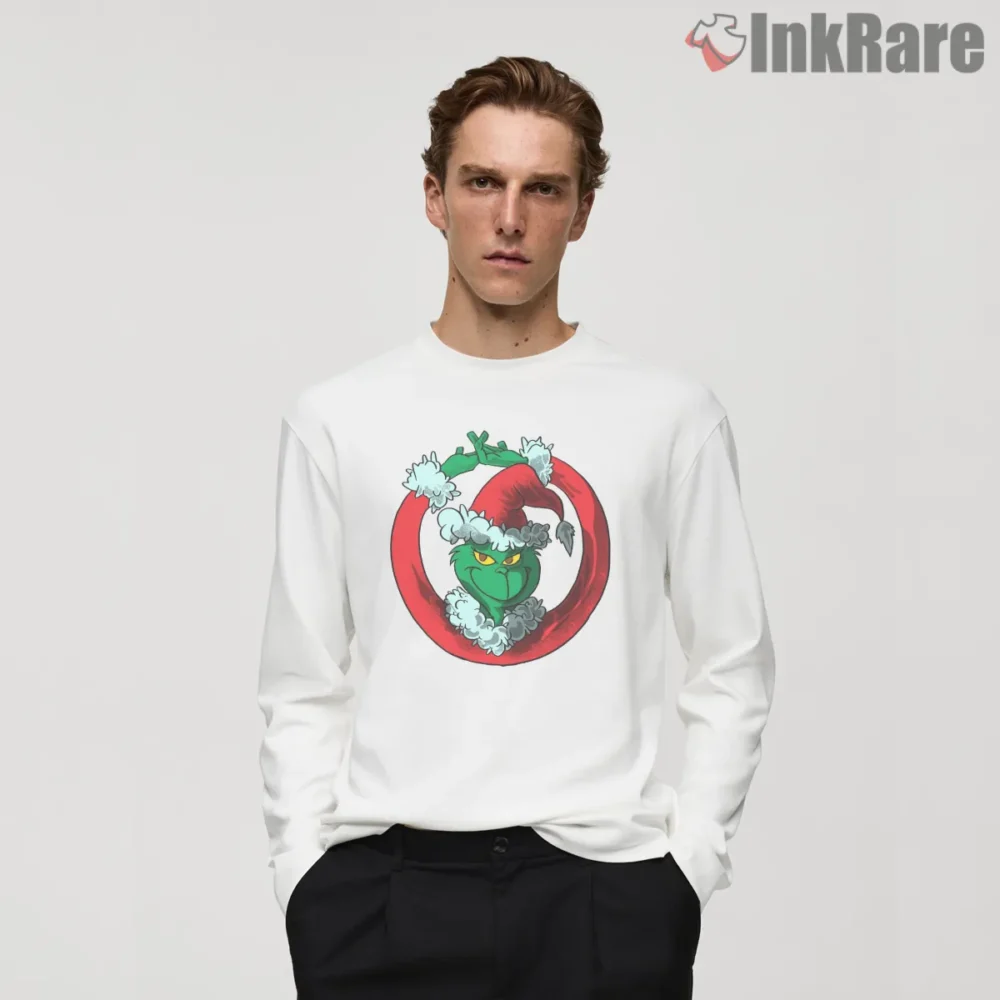 Grinchmas Red Ring Christmas Ornament Shirt on white long sleeve shirt for men graphic tee