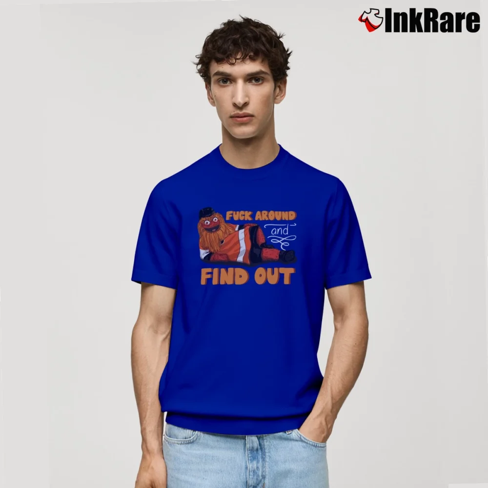 Men’s Gritty Philadelphia Flyers Fuck Around And Find Out Classic T-Shirt in royal blue | Soft, Breathable Everyday Wear